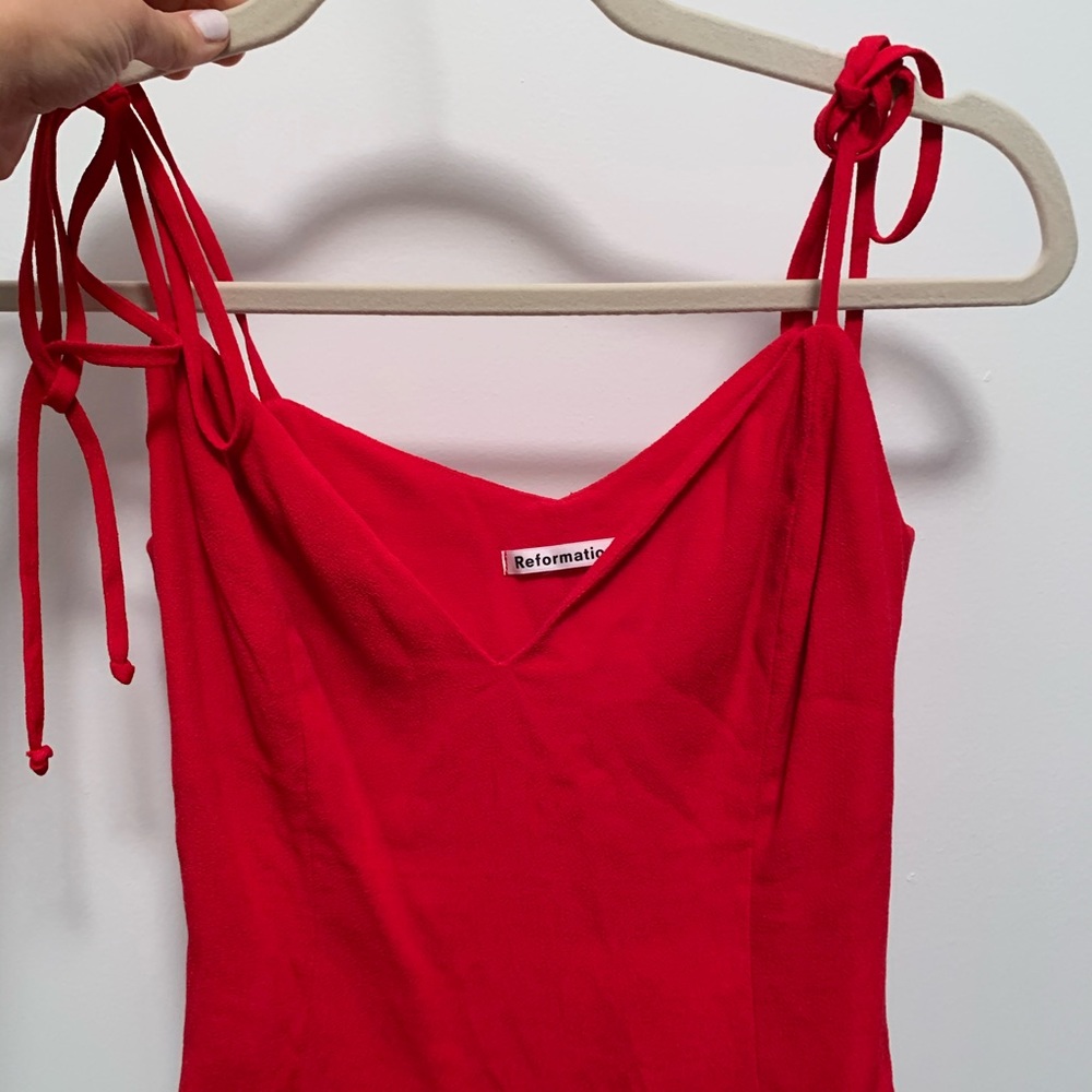 NWOT Cherry red Reformation Tie Top Size 0